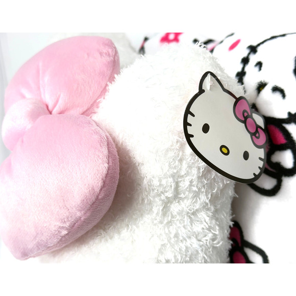 HELLO KITTY Throw Pillow SET- 2 Pack Decorative Plush Pink Bow 18x18 Kids Rm NWT - Picture 5 of 5